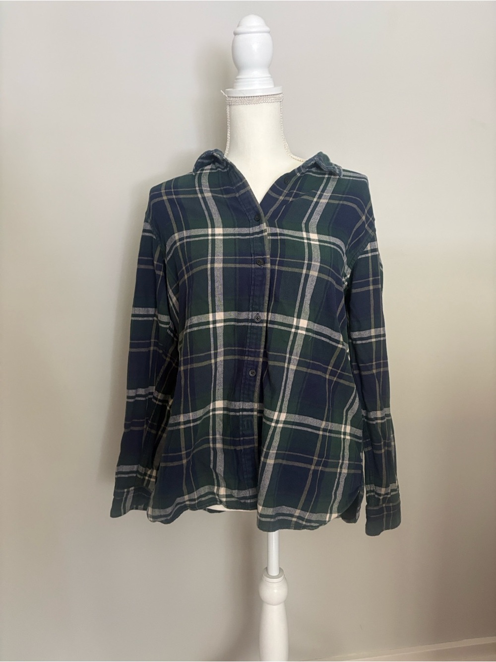 Uniqlo Dark Green and Blue Flannel Shirt